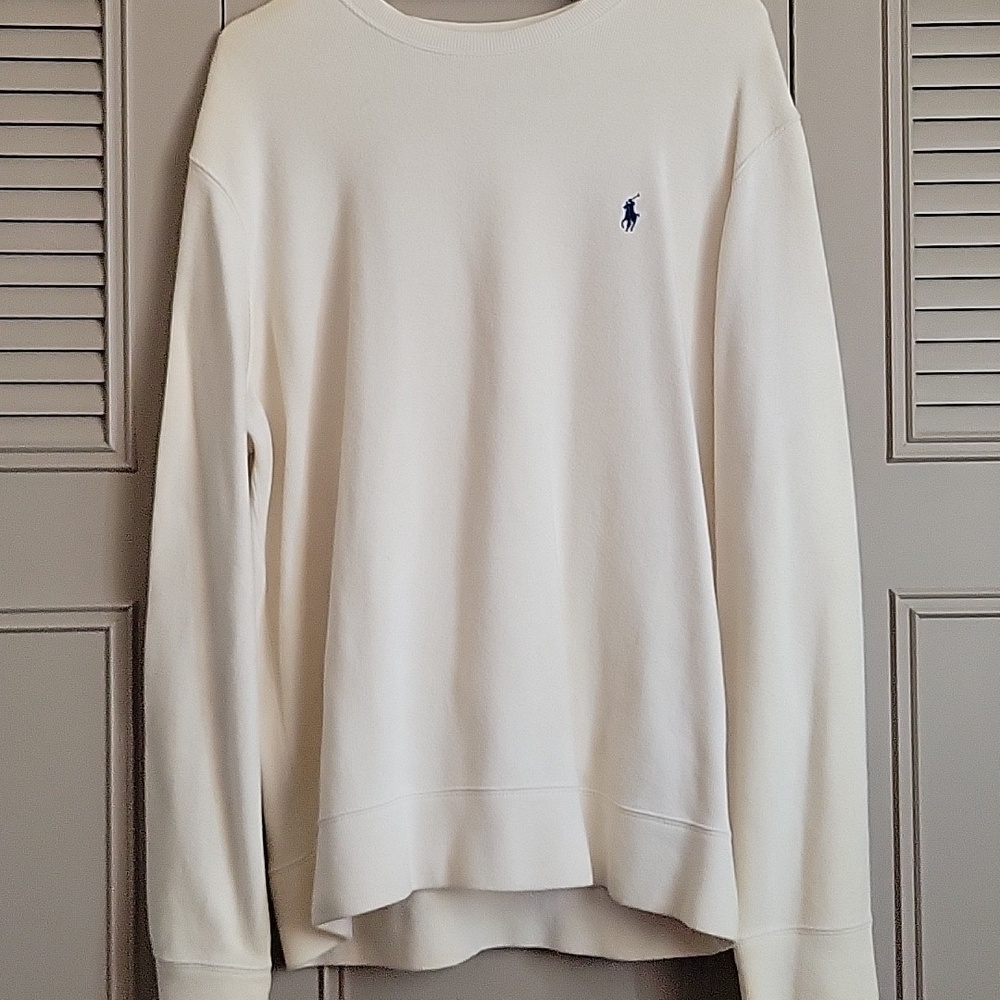 Cream blue pony Polo Ralph Lauren sweater large